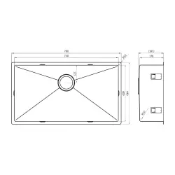 Lorreine 74R Luxury stainless steel large kitchen sink 74x40 cm flush-mounted inset and undermount 1150178229