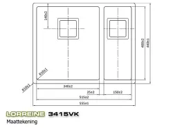 Lorreine 3415VK Exclusive one and a half stainless steel kitchen sink 3415cm flush-mounted undermount and inset 1150178269