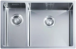 Certainly! Here is the translation of the Dutch text to English:

"ABK Bingara large one and a half 1.5 stainless steel sink 20x40+40x40 cm flush mount undermount and top mount BIN2040FVI"