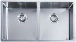 ABK Bingara double stainless steel sink 34x40+34x40 cm for flush-mount, undermount, and top-mount installation BIN3434FVI