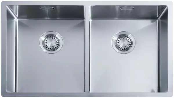 ABK Bingara double stainless steel sink 34x40+34x40 cm for flush-mount, undermount, and top-mount installation BIN3434FVI