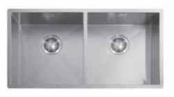 ABK Baronga large double stainless steel sink 37x40+37x40 cm flush mount, undermount, and top mount BAR3737FVI