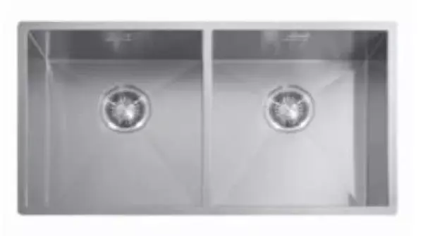 ABK Baronga large double stainless steel sink 37x40+37x40 cm flush mount, undermount, and top mount BAR3737FVI