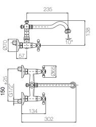 PB Old fashion kitchen faucet V2721 wall faucet stainless steel