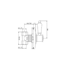 Huber Victorian Concealed stop valve Chrome-Gold VT0003107G