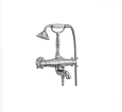 Huber Victorian Thermostatic Bath Mixer with Handshower Chrome-Gold VTT330107G