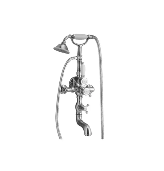 Huber Victorian Thermostatic Bath Mixer with Handshower Chrome-Gold 198.VT01H.CA