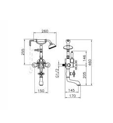 Huber Victorian Thermostatic Bath Mixer with Handshower Stainless Steel 198.VT01H.AC