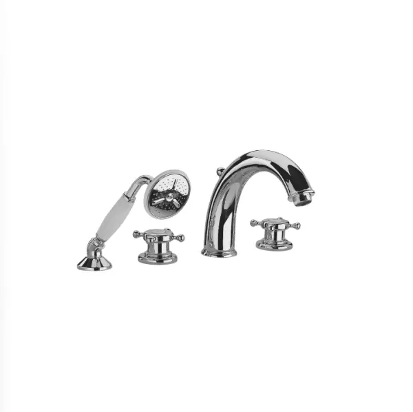 Huber Victorian 4-hole Bath Tap with Shower Fittings stainless steel VT0002602A