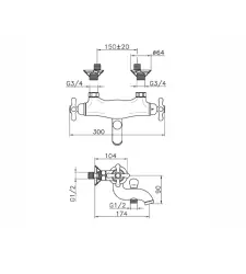 Huber Croisette Thermostatic bath mixer Bronze CST2701027