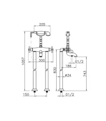 Huber Croisette Thermostatic floor-mounted bath mixer Bronze CST3901027