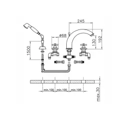 Huber Croisette 4-hole Bath Mixer Bronze CS00026027