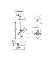 Huber Croisette Built-in Thermostatic Bath/Shower Set Chrome 914.CS01H.CR