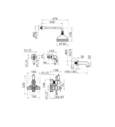 Huber Croisette Built-in Bath/Shower Set Chrome 916.CS01H.CR