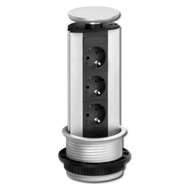 EVOline Port 3 Retractable earthed socket outlet stainless steel lid