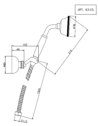 Huber Victorian hand shower with suspension hook and shower hose stainless steel 63.03H.AC