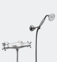 Huber Victorian thermostatic shower mixer with hand shower, gold-coloured 1154957652