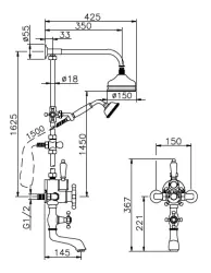 Huber Victorian thermostatic bath/shower set stainless steel 1154958052