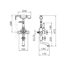 Huber Croisette Bath Mixer with Thermostat Chrome/Gold 198.CS01H.CA