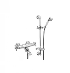 Huber Croisette Thermostatic bath-shower mixer with sliding bar Chrome/Gold CSS270107G