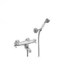 Huber Croisette Thermostatic bath mixer with shower set Chrome/Gold CSD270107G