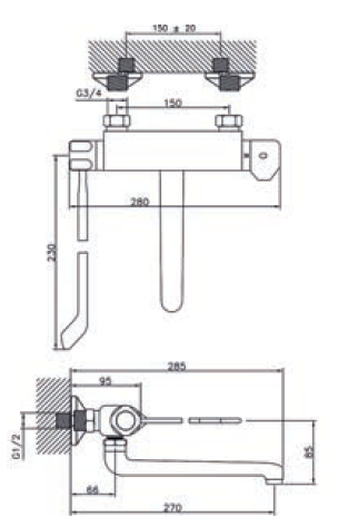 Huber Clinic thermostatic kitchen faucet chrome 571.08LCH.CR - Productafbeelding 2