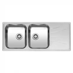 Reginox Diplomat 30 LUX double stainless steel kitchen sink with drainer inset B08S6RBP08GDS