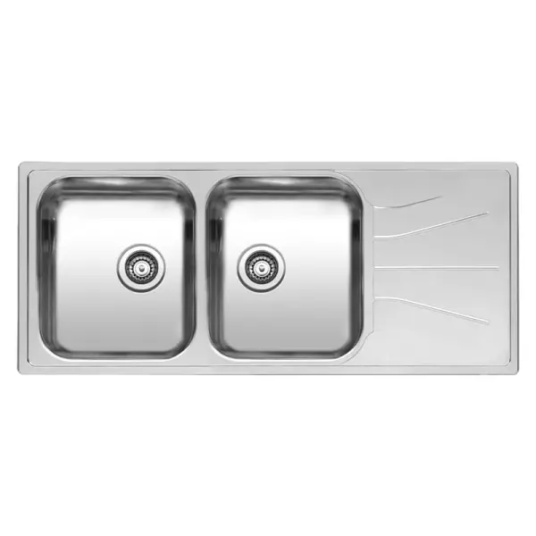 Reginox Diplomat 30 LUX double stainless steel kitchen sink with drainer inset B08S6RBP08GDS