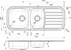 Reginox Regent 25 LUX KGOKG 1.5 Kitchen Sink with drainer Inset B1888RLU08GDS