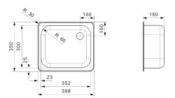 Reginox R18 3530 OSK small stainless steel Inset kitchen sink B2910RLU02GDS R00373