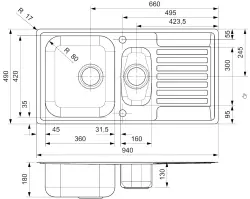 Reginox stainless steel kitchen sink Centurio 1.5 flush-mounted incl. insert tray R19580