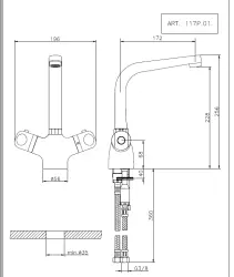 Huber Prima thermostatic kitchen faucet chrome 117P01HCR