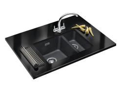 Franke Sirius 2 S2D 160 one and a half 1.5 plastic black kitchen sink 53.5x41cm undermount 125.0252.215