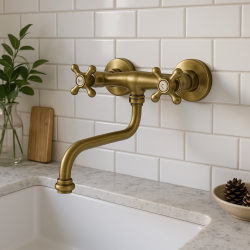 PB Old fashion kitchen faucet Classic C wall tap Bronze 10.2722