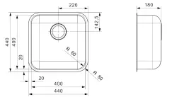 Reginox IB 4040 316 KG-CC Clean Care Stainless Steel kitchen Sink B38I4LLU05GDS