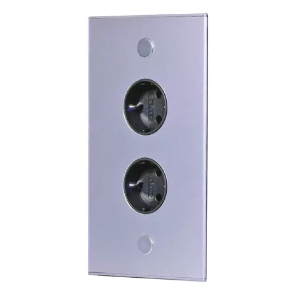 Thebo plug with 2 sockets, earth pin ST3007/20 stainless steel