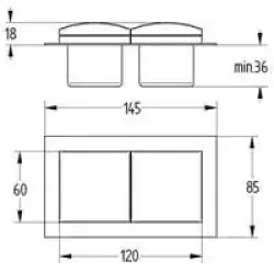 Wall power socket ST3009 ST/2 with hinged lid stainless steel