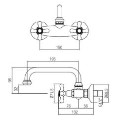 PB Old fasion kitchen faucet V2723 wall tap Bronze