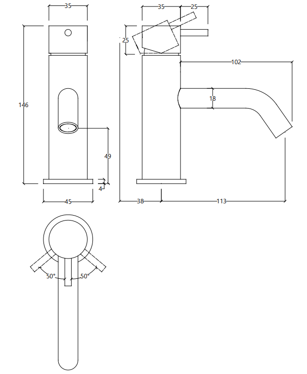 Waterevolution Flow washbasin tap matt white T110BR