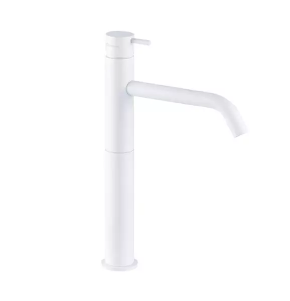 Waterevolution Flow washbasin tap high spout for washbasins incl. click plug matt white T115BR