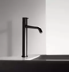 Waterevolution Flow washbasin tap high spout for washbasins incl. click plug matt black T115PR