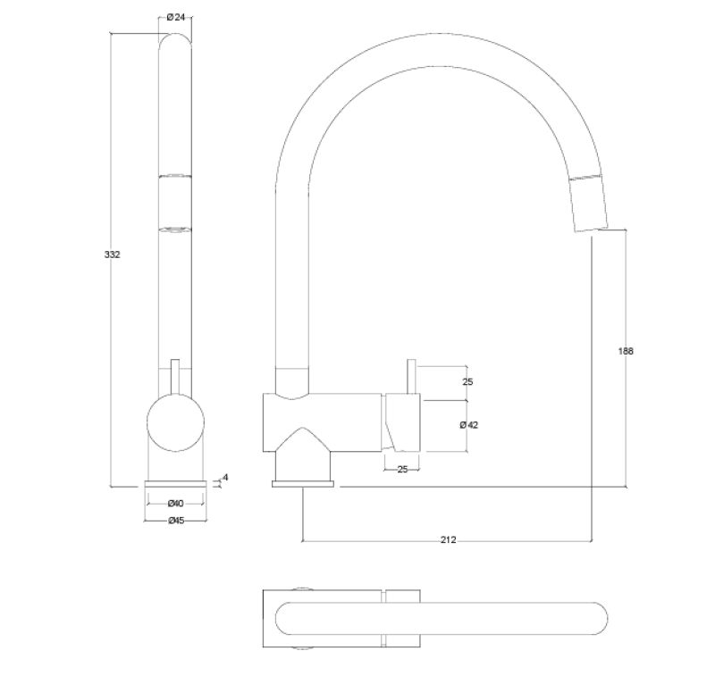 Waterevolution Flow Küchenmischbatterie Chrom mit ausziehbarem Auslauf T15501