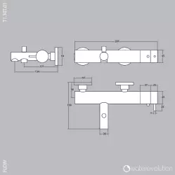 Waterevolution Flow Thermostatic bathub mixer with slexible, handshower and directional holder Chrome T130T01