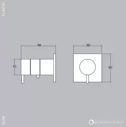 Waterevolution Flow Consealed thermostatic bathub/shower mixer with easy box and 1 exit, built-in + external parts Chrome T142TB01