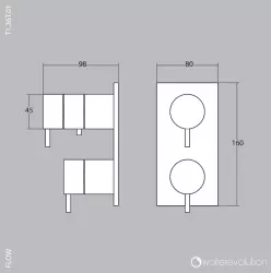 Waterevolution flow Consealed thermostatic bathub/shower mixer with easy box and 3 exits diverter, built-in + external parts Chrome T136TB01