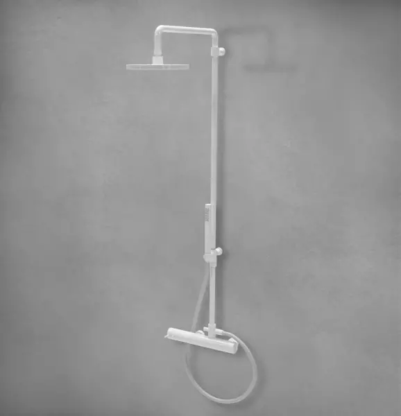 Waterevolution Flow thermostatic Showe mixer with bar, flexible, handshower and fixed holder White T141TBR