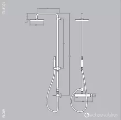 Waterevolution Flow Thermostatic shower mixer with bar, flexible, handshower and fixed holder Black T141TPR