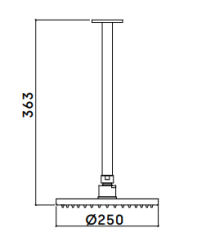 Waterevolution Flow Ceiling mounted head shower Black T1642PR