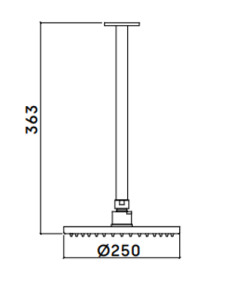Waterevolution Flow overhead shower 200 mm with ceiling connection, matte black T1642PR