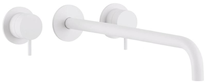 Waterevolution Flow 3-hole Built-in Washbasin Faucet Matte White with spout 25 cm T1163FBR-25